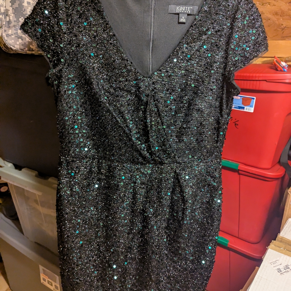 Black and Green Sparkle Dress